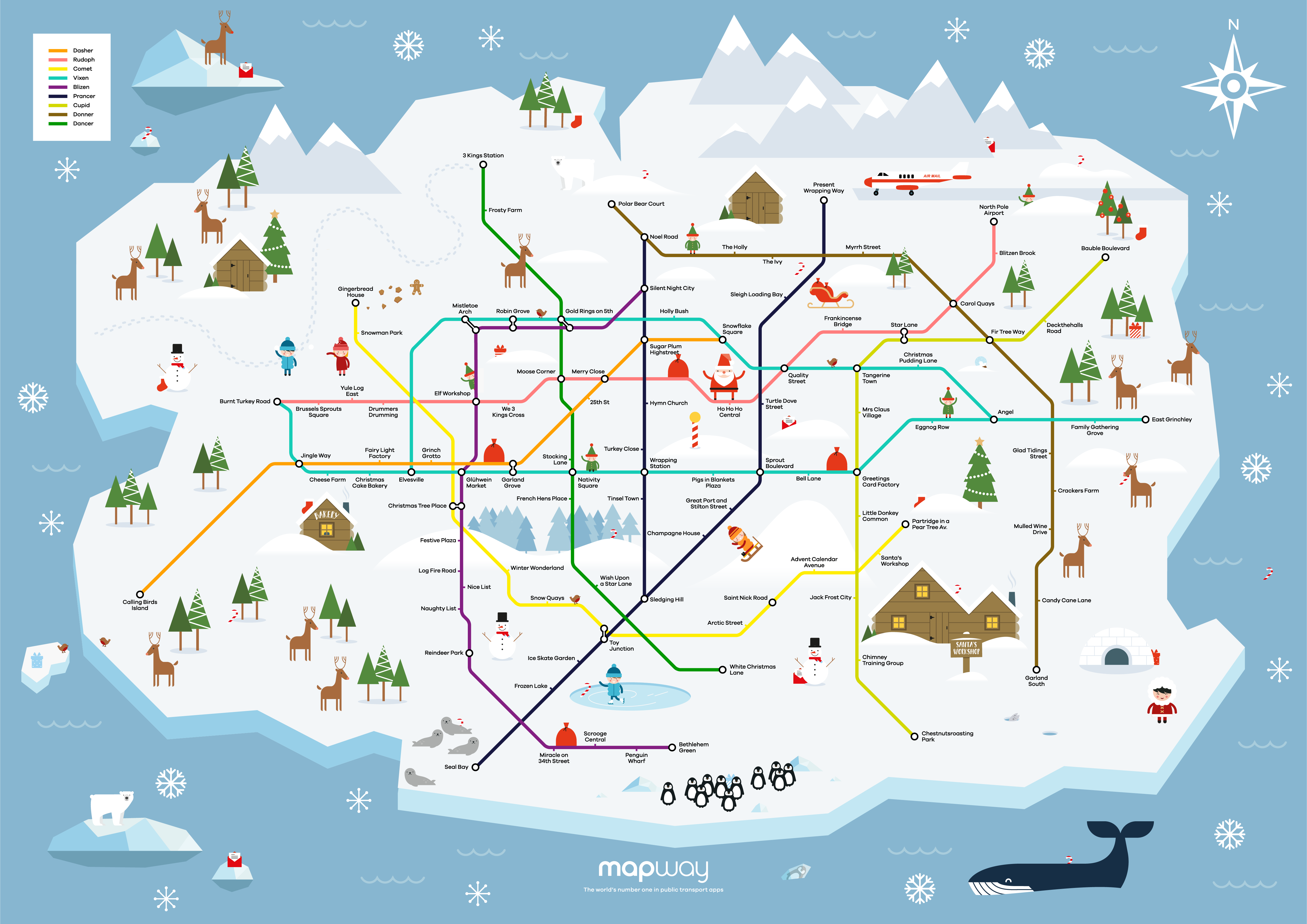 A Tube Map Of The North Pole Mapway Transport Apps